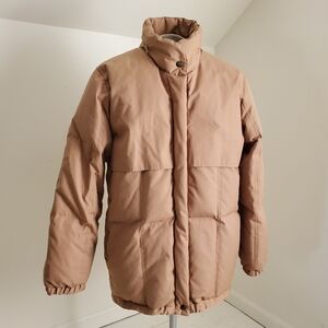 90s Vintage B.B.I Down Neutral Puffer Jacket With Hideaway Hood